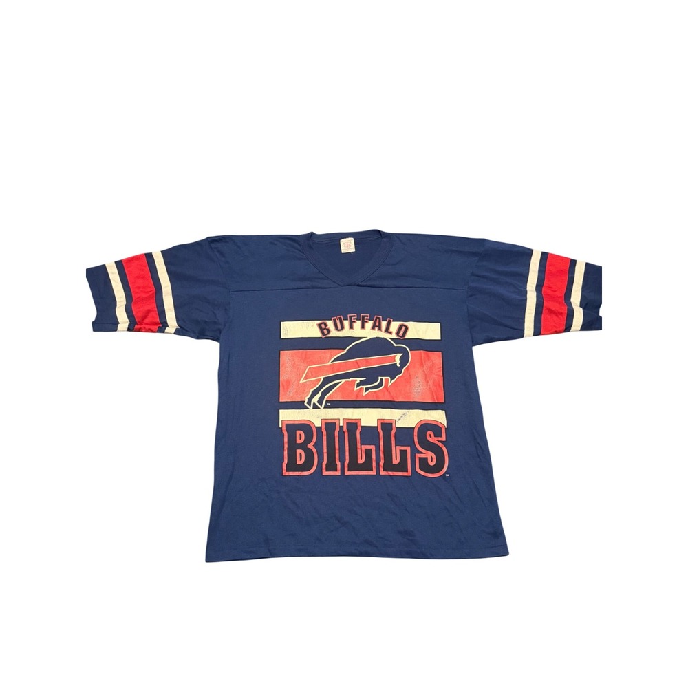 Vintage Buffalo Bills GTS Shirt Mens XL Navy Blue 90s USA Made Jersey V-Neck